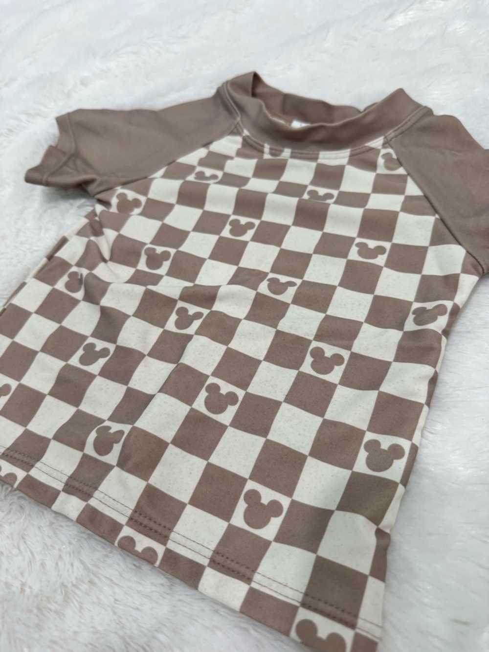 Magical Little Babes RARE Boys Swim 12-18m Checkered Brown/White - Picture 5 of 6